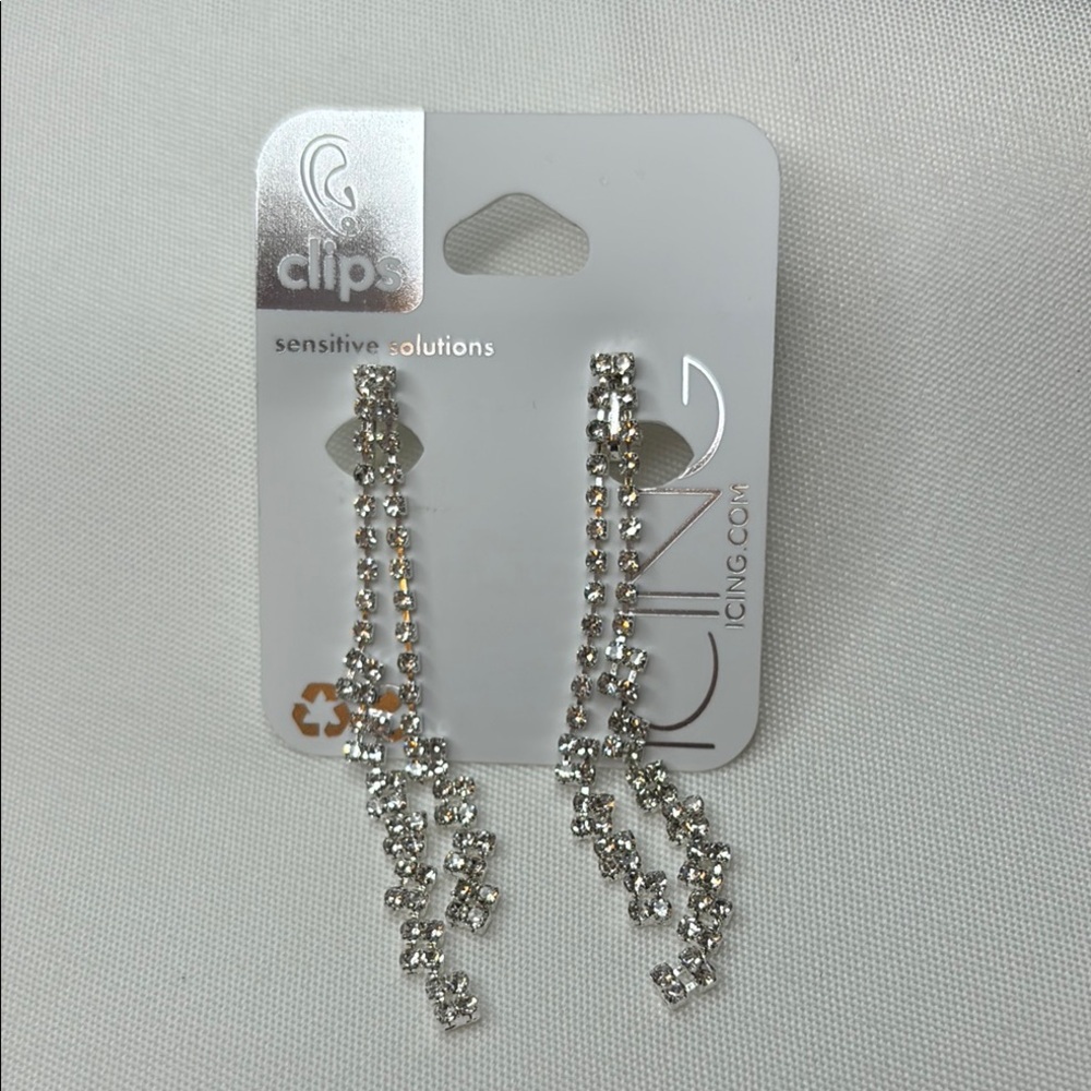 Icing Silver Clip on Earrings